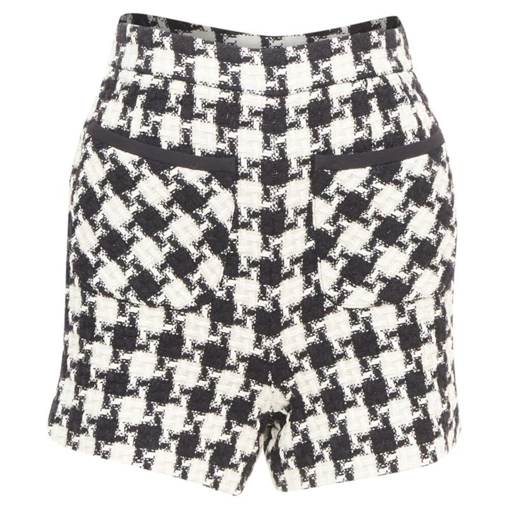 Valentino 2024 Black Houndstooth Tweed Shorts